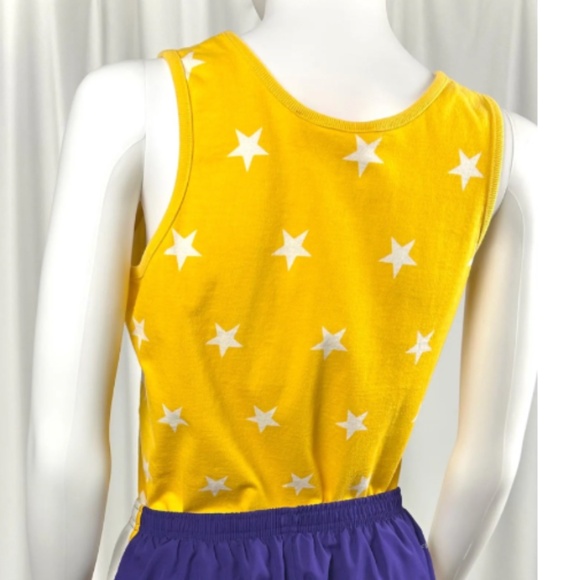 Vintage Yellow Tank Top with White Star Print • Size Small • Scoop Neck • - Picture 7 of 7